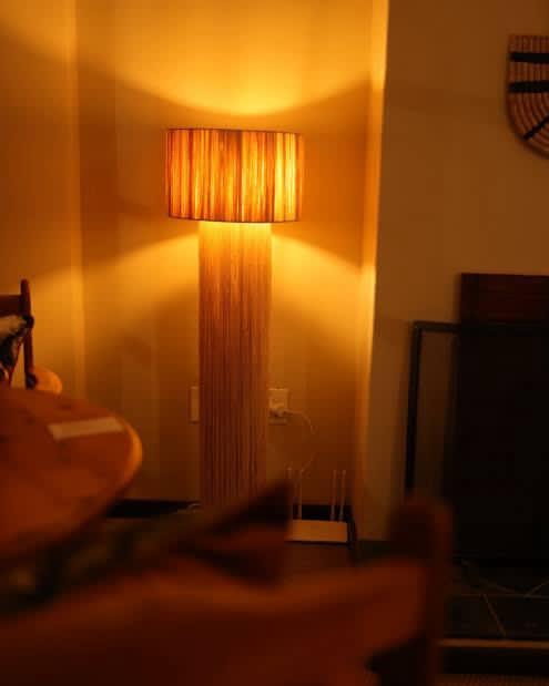 Free-standing Raffia lamps